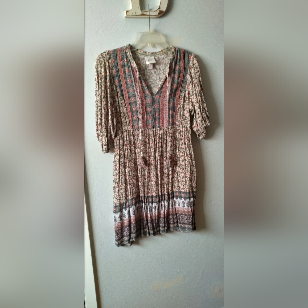 5/$25 Knox Rose Red and Green Puff Sleeve Sundress